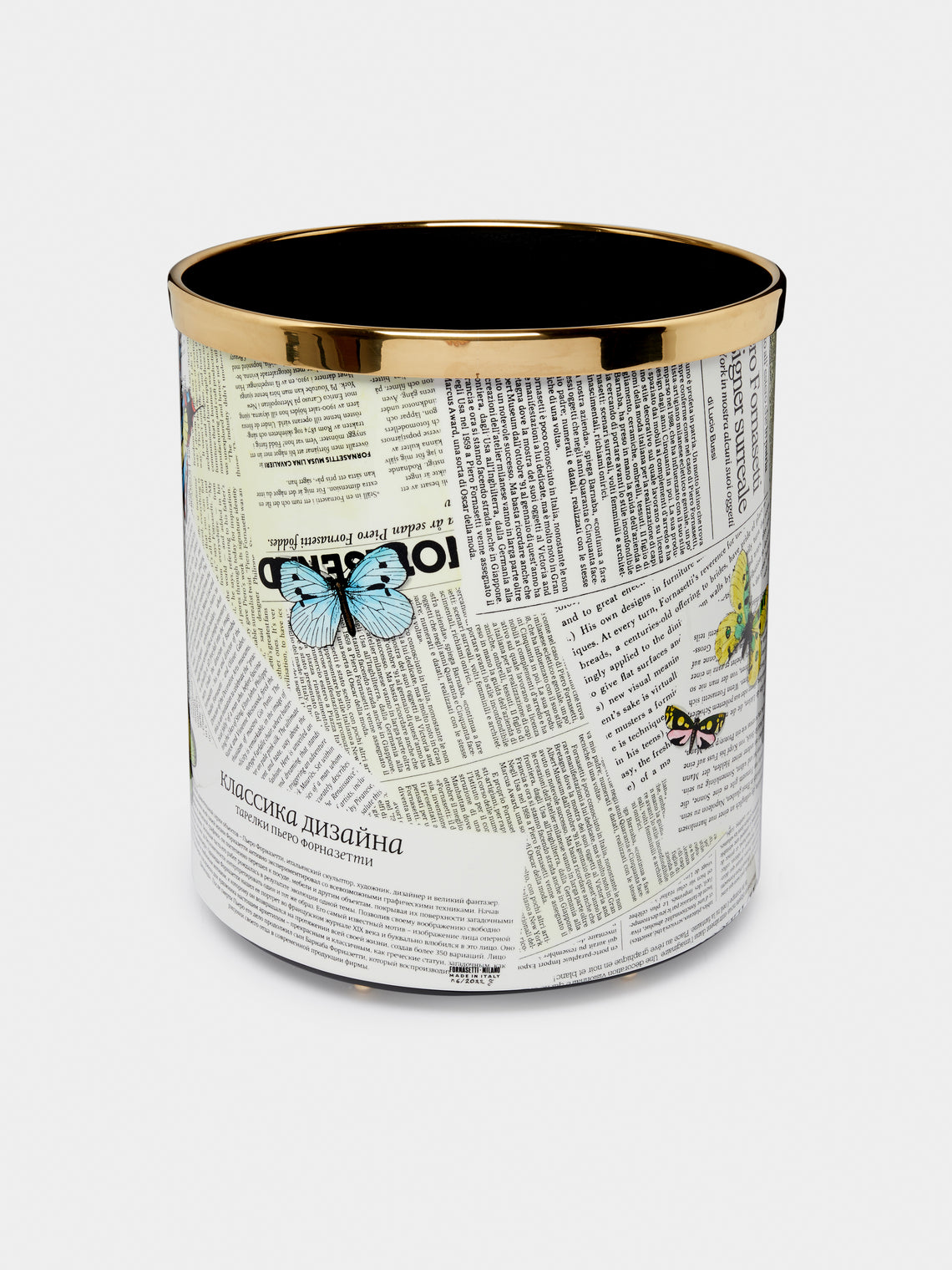 Fornasetti - Ultime Notizie Iron Wastepaper Basket - Multiple - ABASK
