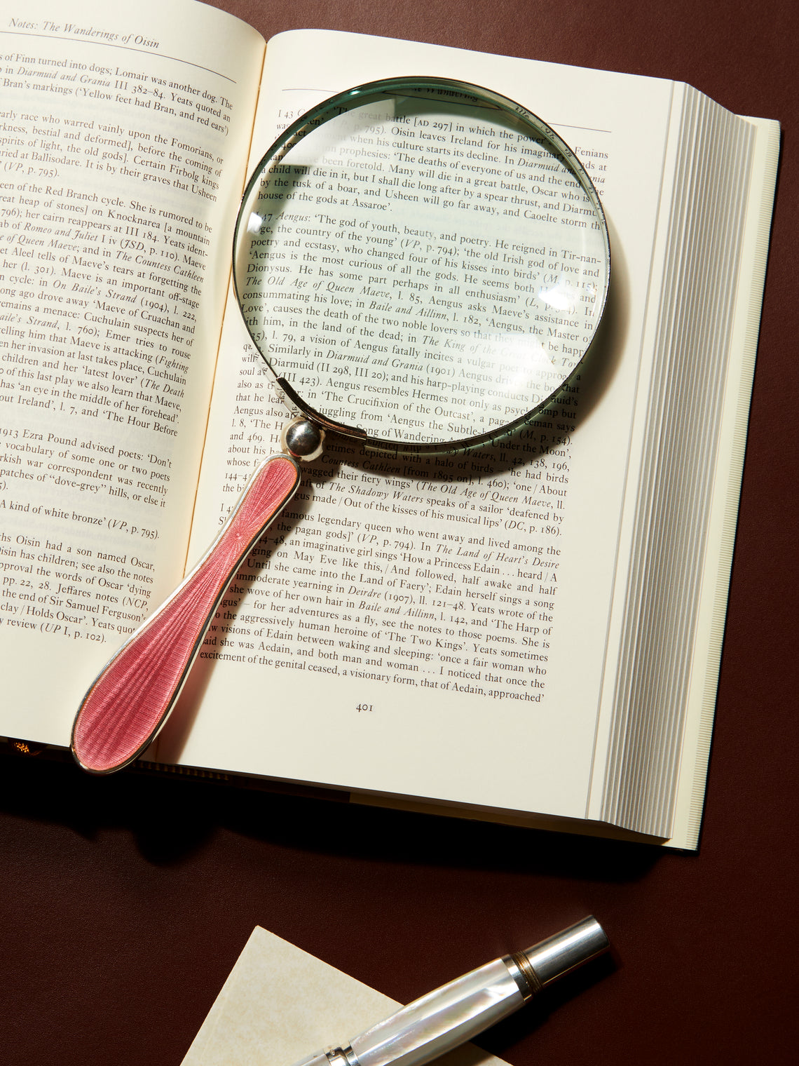 Antique and Vintage - 1920s Sterling Silver Enamel-Mounted Magnifying Glass - Pink - ABASK