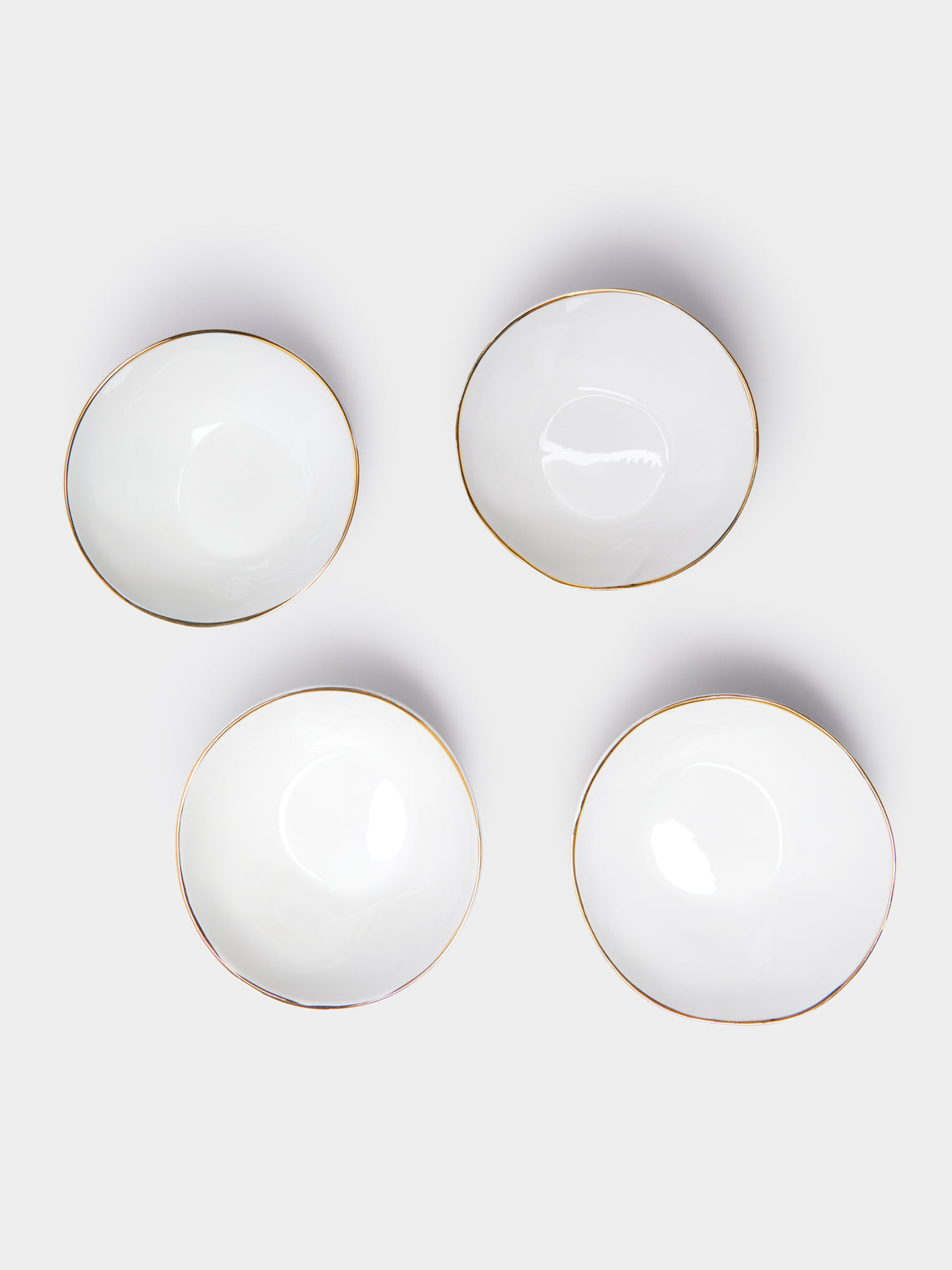 Feldspar - Hand-Painted 24ct Gold and Bone China Ice Cream Bowls (Set of 4) -  - ABASK