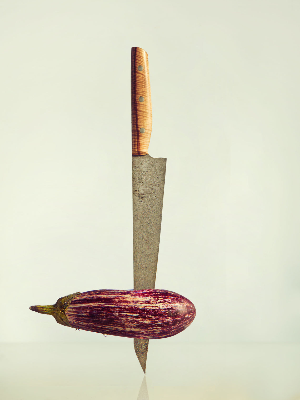 Bodman Blades - Hand-Forged Chestnut Burl and Damascus Steel K-Tipped Slicer -  - ABASK