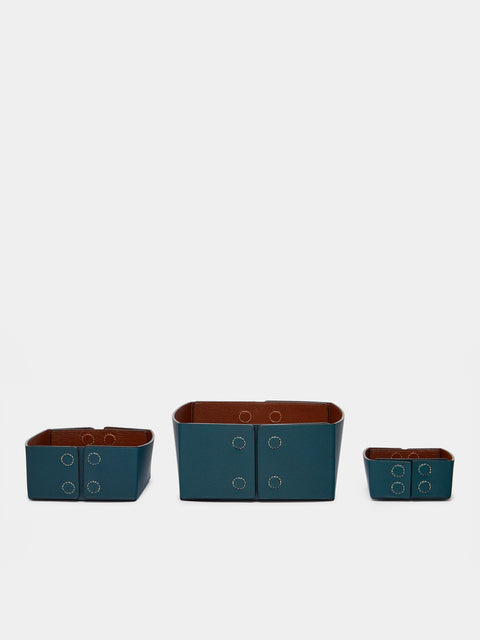 Métier - Leather Reversible Collapsible Boxes (Set of 3) -  - ABASK - 