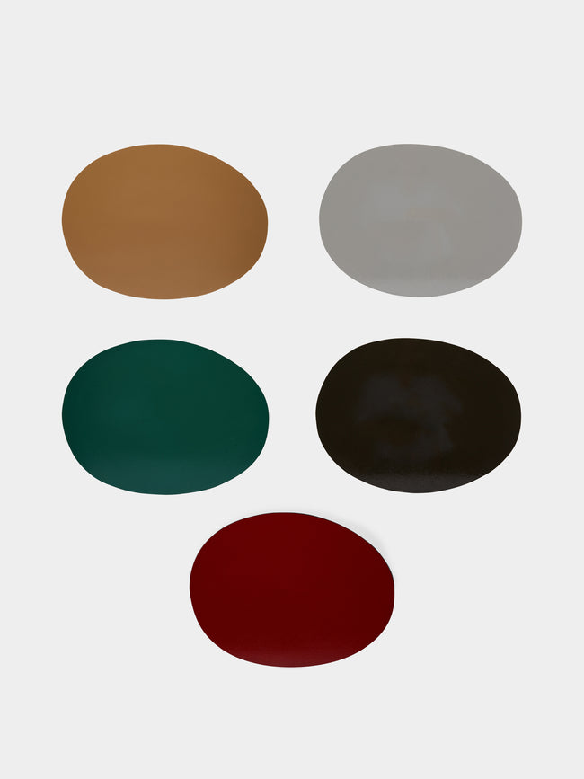 Huh Myoung-Wook - Ottchil Metal Placemats with Leather Holder (Set of 5) -  - ABASK