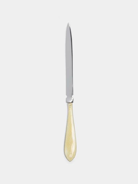 Antique and Vintage - 1920s Sterling Silver Enamel-Mounted Letter Opener - Yellow - ABASK - 