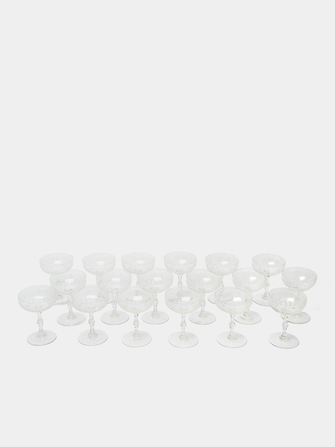 Antique and Vintage - 19th Century Crystal Cut Champagne Coupe (Set of 18) - Clear - ABASK