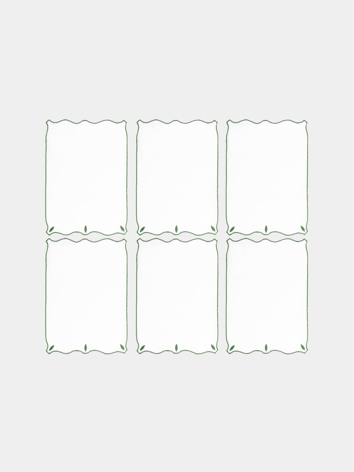 Los Encajeros - Olimpia Embroidered Linen Cocktail Napkins (Set of 6) -  - ABASK