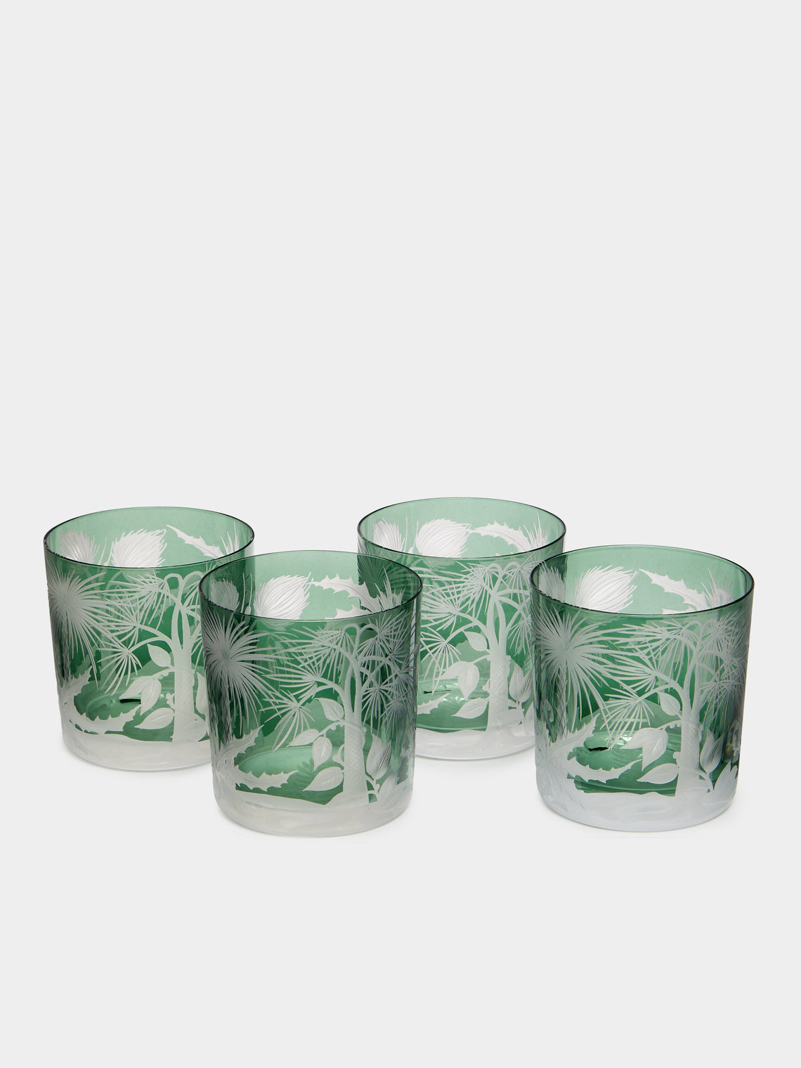 Artel - Primeval Palms Hand-Engraved Crystal Tumblers (Set of 4) -  - ABASK
