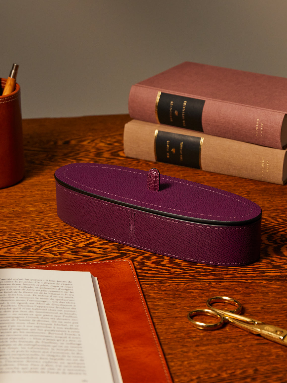 Giobagnara - Harris Leather Oval Pen Holder - Purple - ABASK