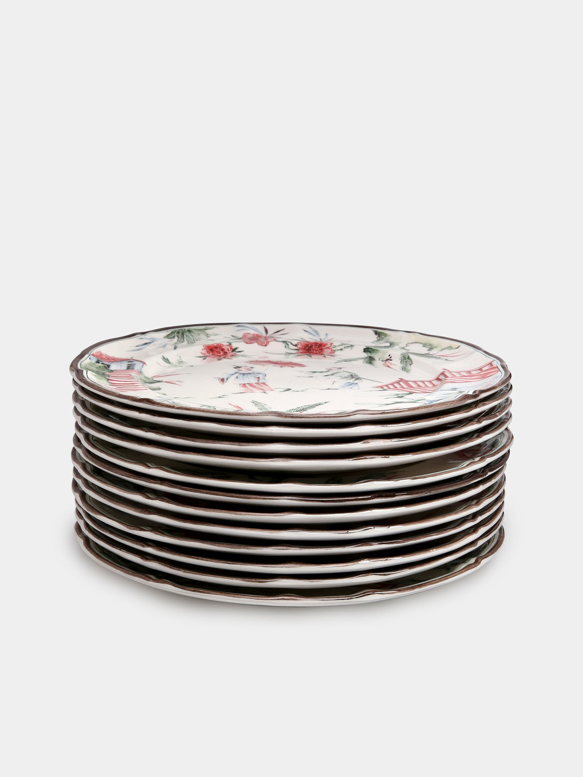 Laboratorio Paravicini - Chinoiserie Ceramic Dinner Plates (Set of 12) -  - ABASK