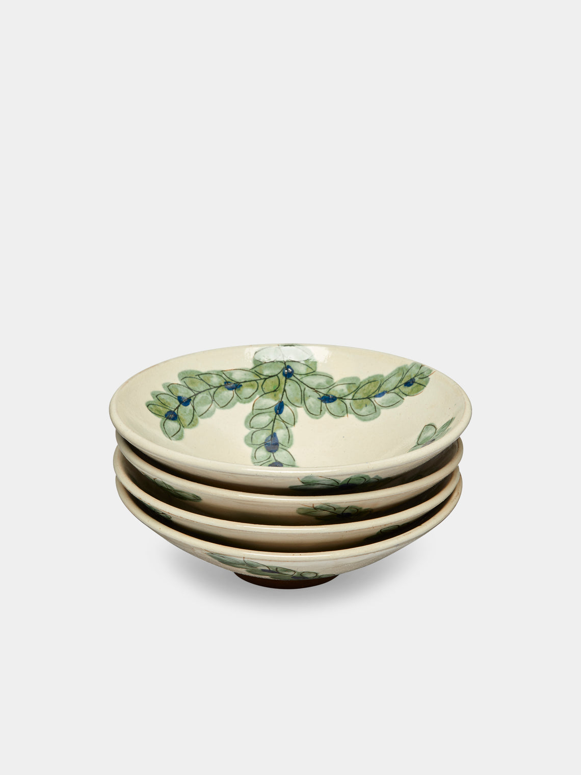 Anut Cairo - Leaves Hand-Painted Ceramic Bowls (Set of 4) -  - ABASK