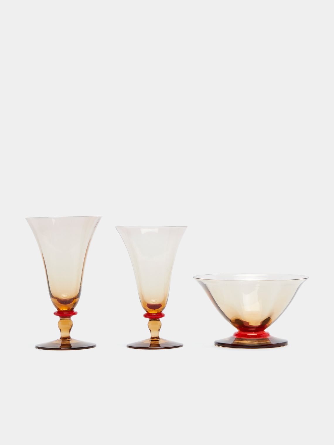 1930's Art Deco Smoked Glasses (Set of 28)
