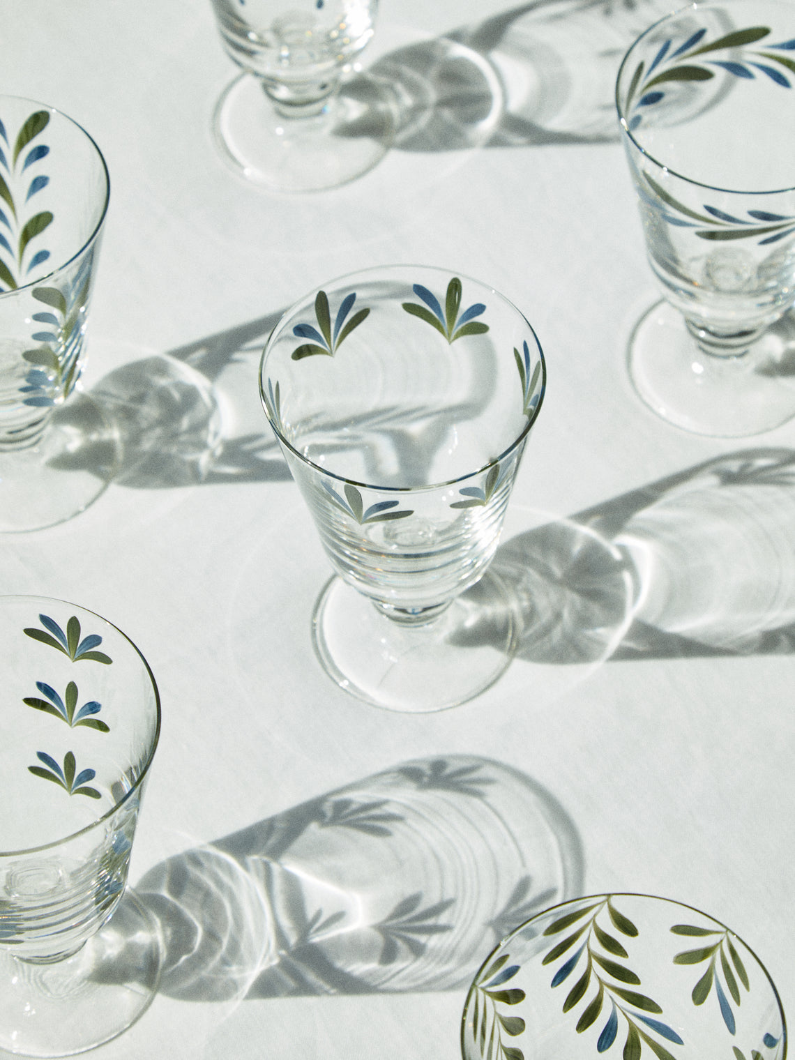 Los Vasos de Agua Clara - Jalisco Hand-Painted Stemmed Glasses (Set of 6) -  - ABASK