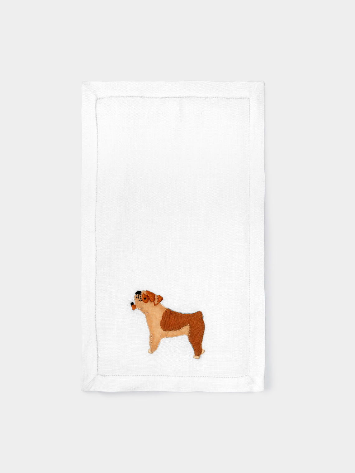 Taf Firenze - Dogs Hand-Embroidered Linen Cocktail Napkins (Set of 6) -  - ABASK