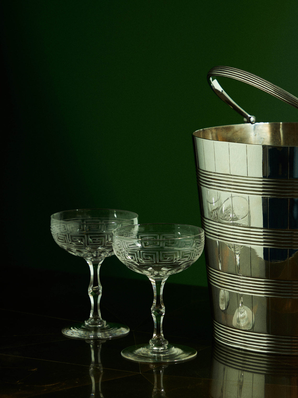 Antique and Vintage - 19th Century Crystal Cut Champagne Coupe (Set of 18) - Clear - ABASK