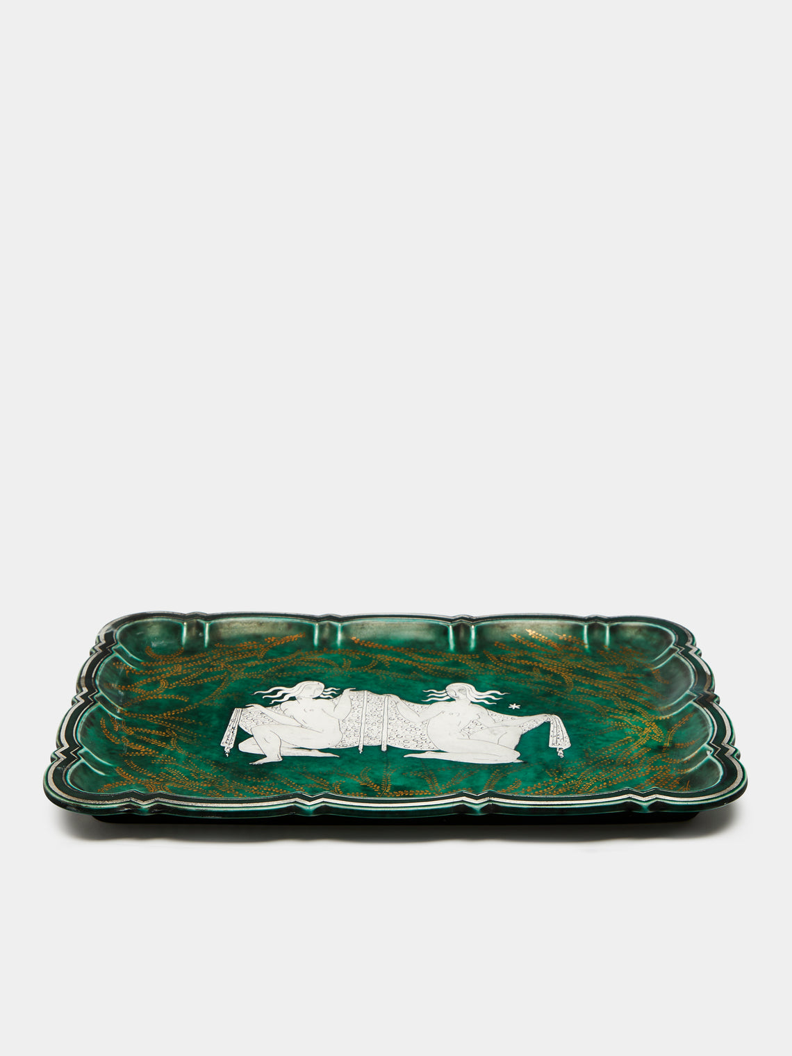 Antique and Vintage - 1931 Wilhelm Kåge "Argenta" Tray - Green - ABASK