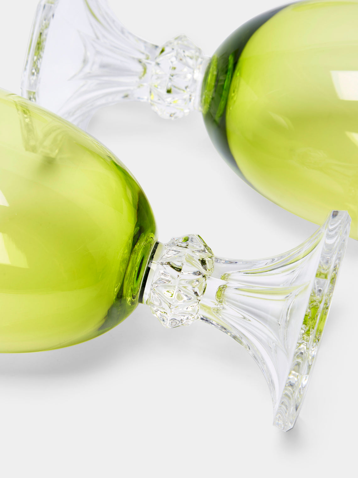 Antique and Vintage - 1930s Val Saint Lambert Crystal Wine Glass (Set of 10) - Green - ABASK