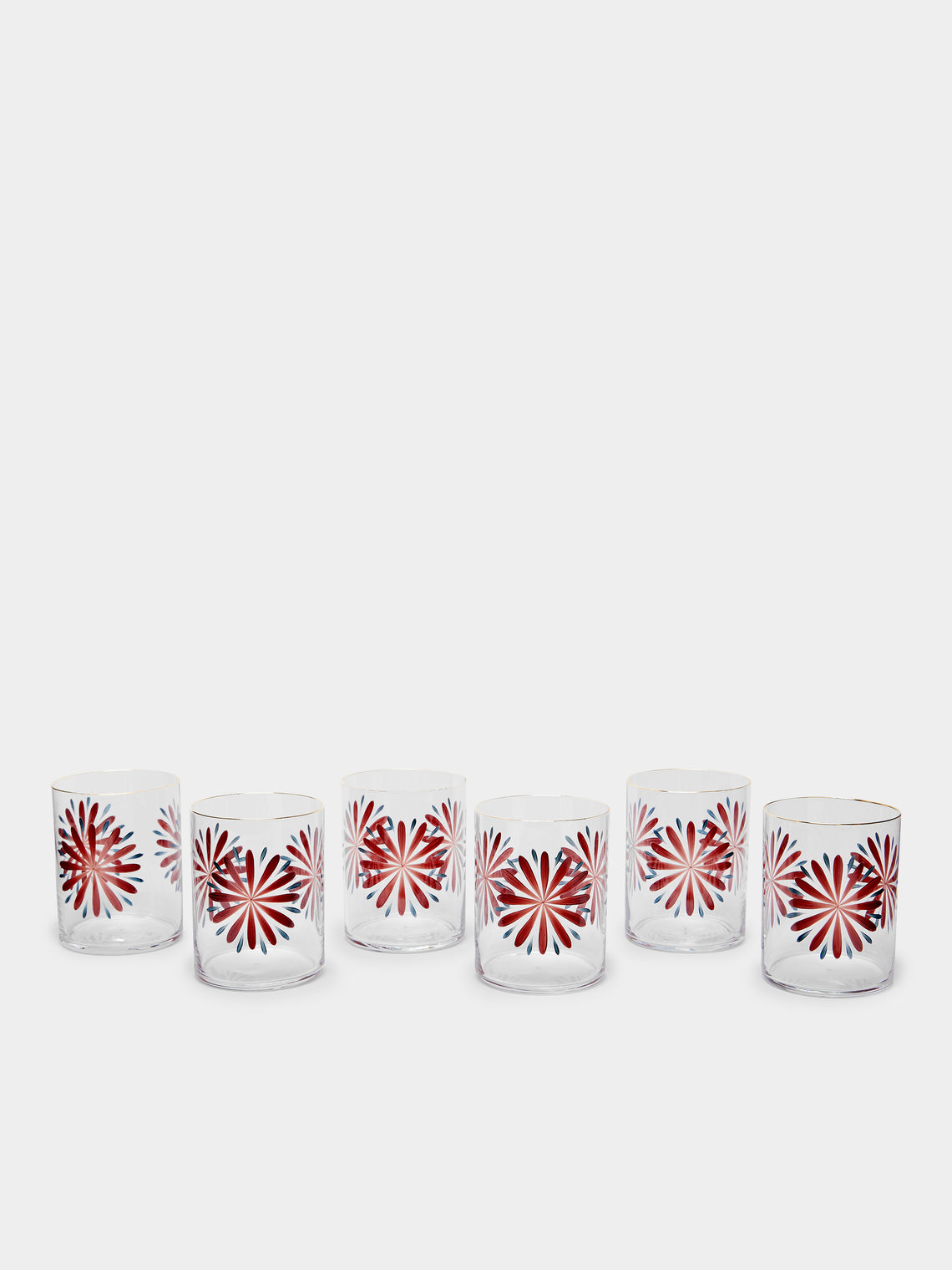 Los Vasos de Agua Clara - St Tropez Hand-Painted Glass Tumblers (Set of 6) -  - ABASK