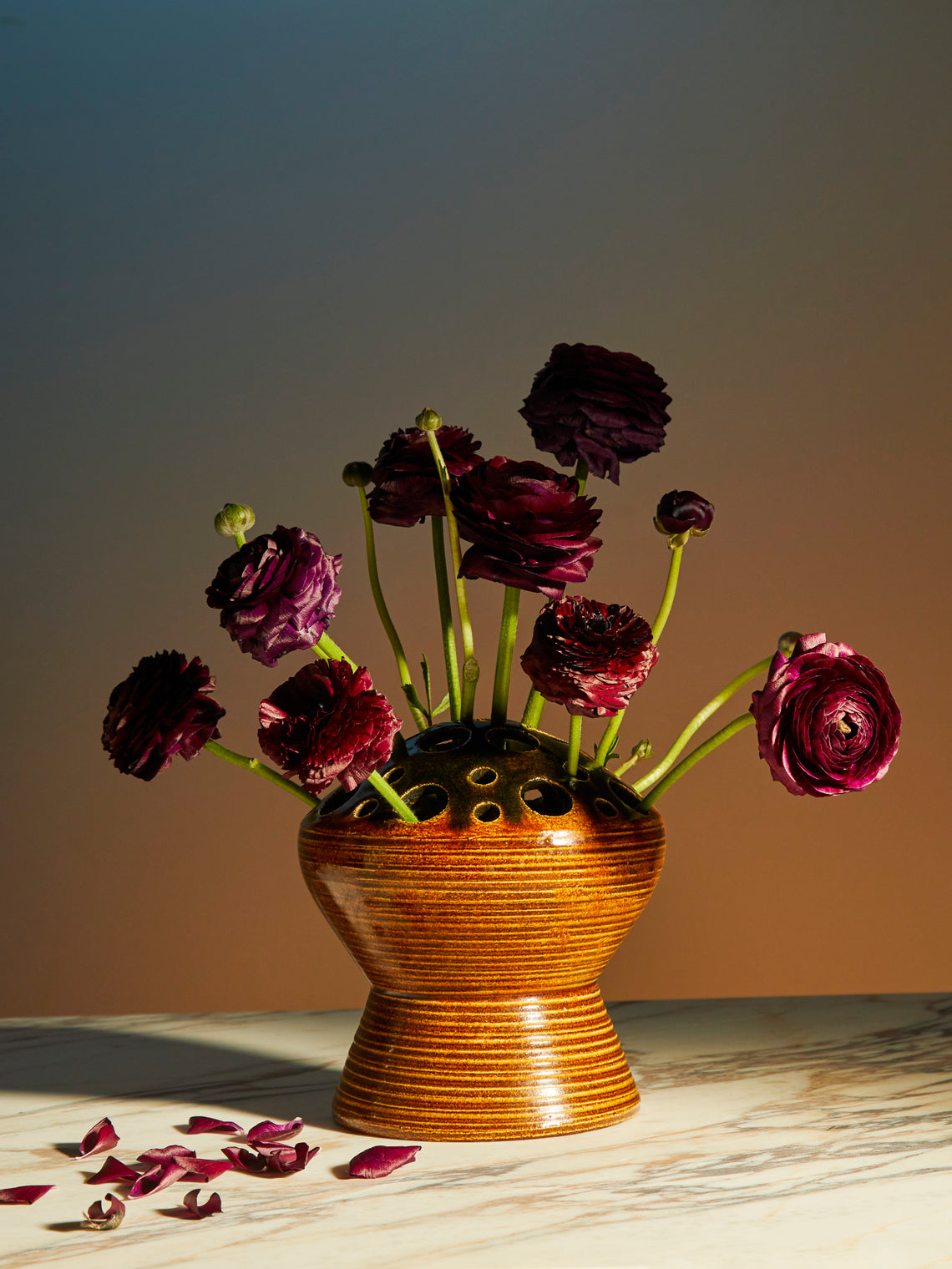 Antique and Vintage - 1970s Accolay Flower Frog Vase - Brown - ABASK