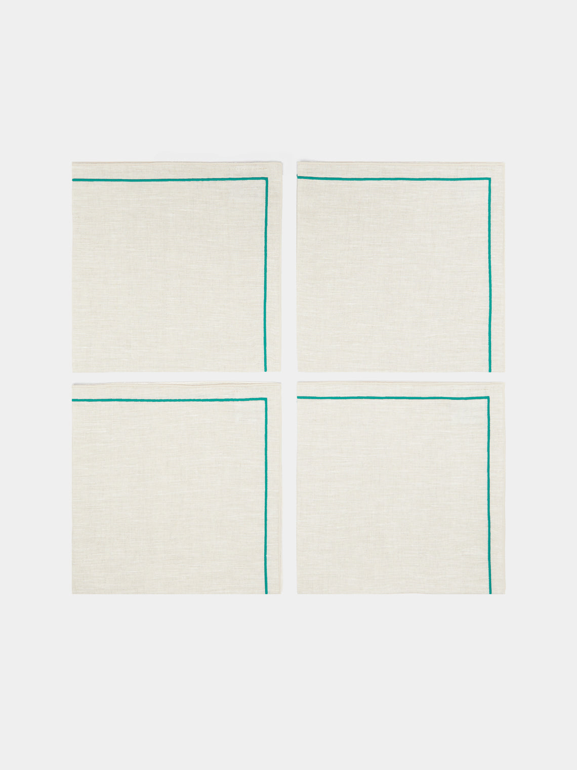 Los Encajeros - Vega Embroidered Linen Napkins (Set of 4) -  - ABASK