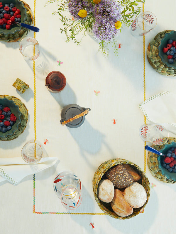 Anut - Bees Hand-Embroidered Linen Tablecloth -  - ABASK