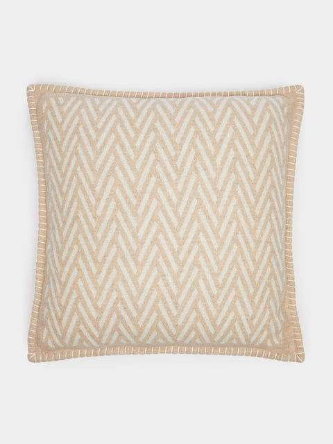Johnstons of Elgin - Herringbone Jacquard Wool Cushion -  - ABASK - 