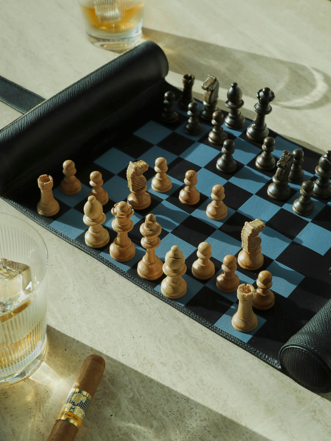 Smythson - Panama Leather Travel Chess Set - Black - ABASK
