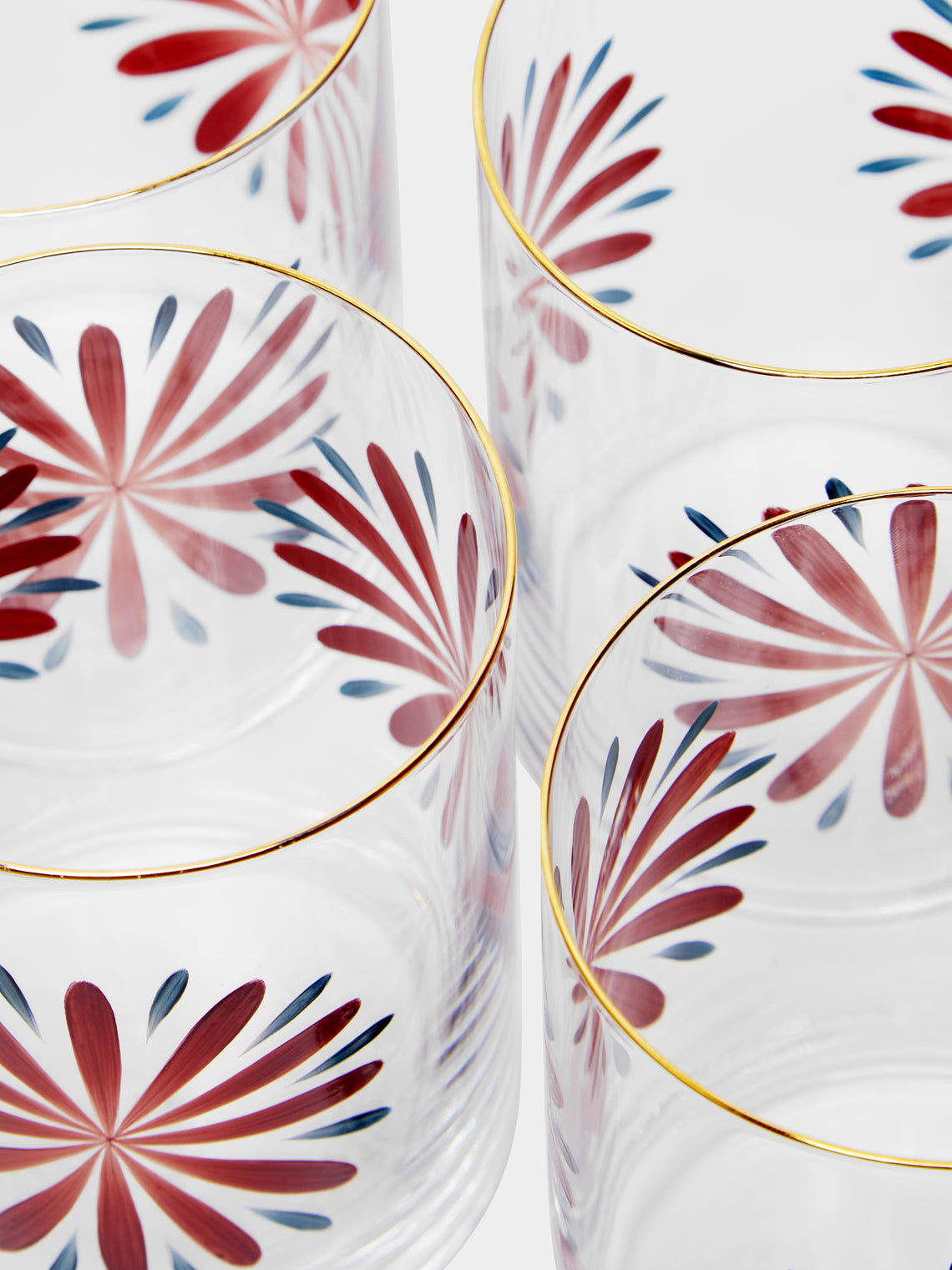 Los Vasos de Agua Clara - St Tropez Hand-Painted Glass Tumblers (Set of 6) -  - ABASK