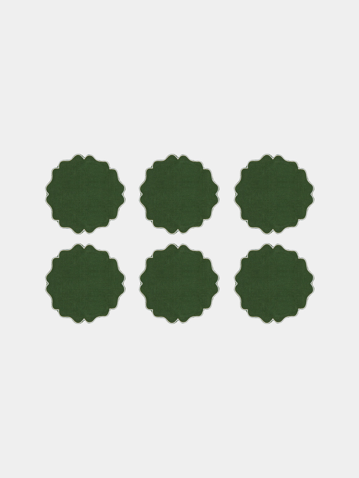 Los Encajeros - Alhambra Embroidered Linen Coasters (Set of 6) -  - ABASK