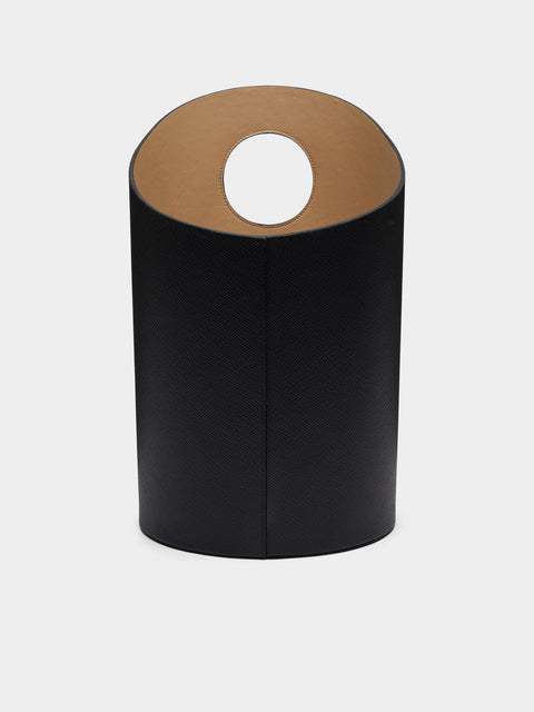 Smythson - Panama Leather Wastepaper Bin - Black - ABASK - 