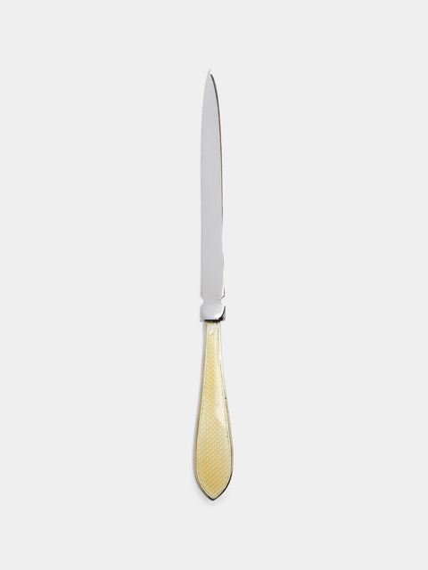 Antique and Vintage - 1920s Sterling Silver Enamel-Mounted Letter Opener - Yellow - ABASK - 
