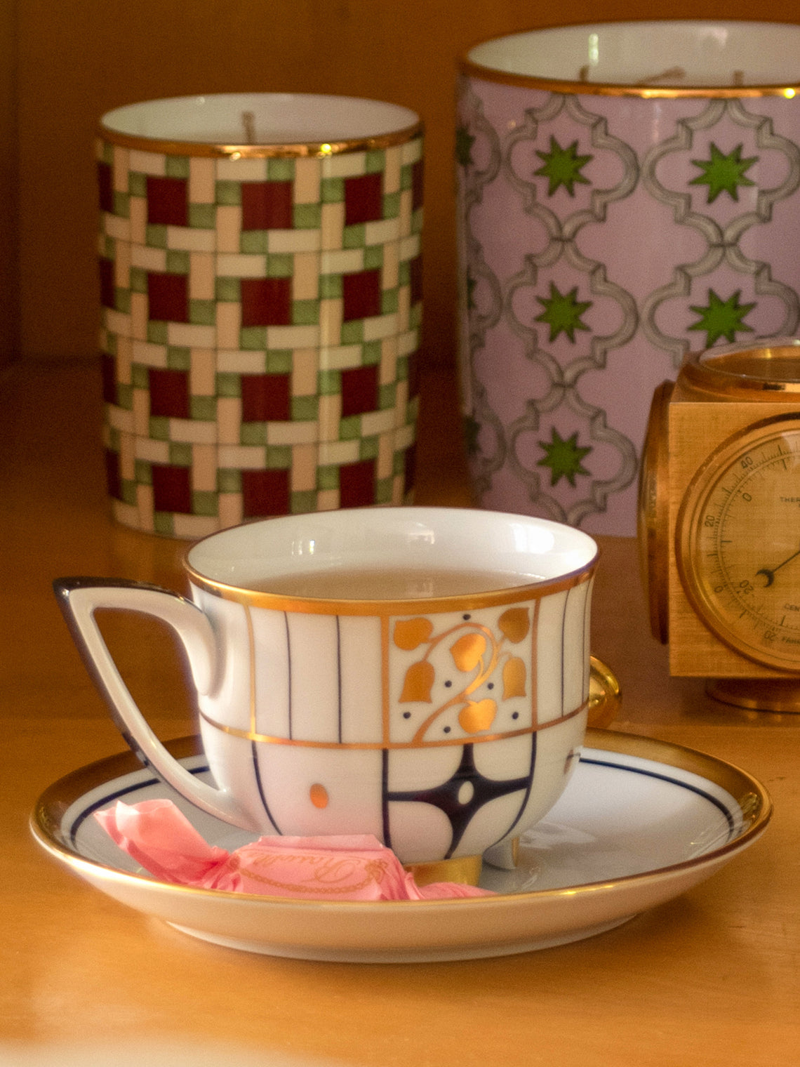 Augarten - Déco Vienne Hand-Painted Porcelain Coffee Cup and Saucer - ABASK