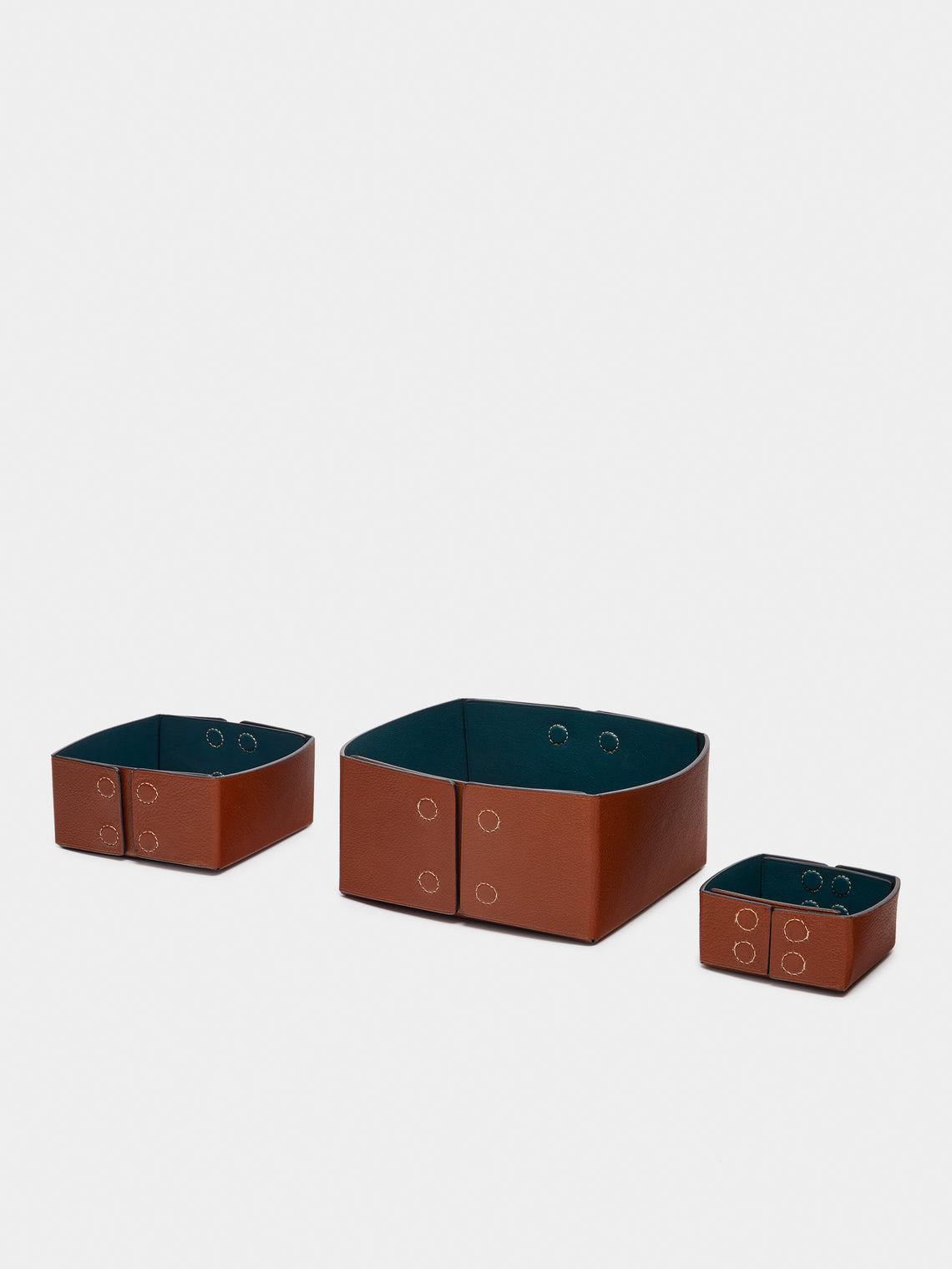 Métier - Leather Reversible Collapsible Boxes (Set of 3) -  - ABASK