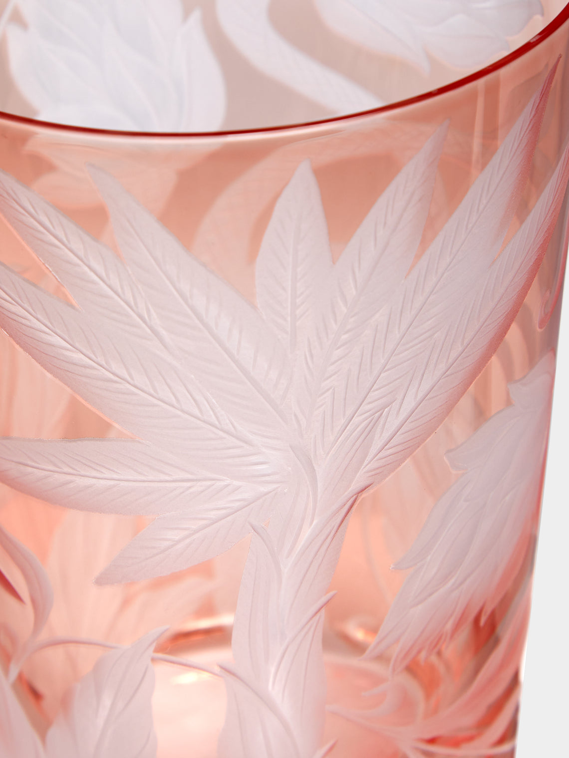 Artel - Jungle Deco Hand-Engraved Crystal Tumblers (Set of 4) - Pink - ABASK