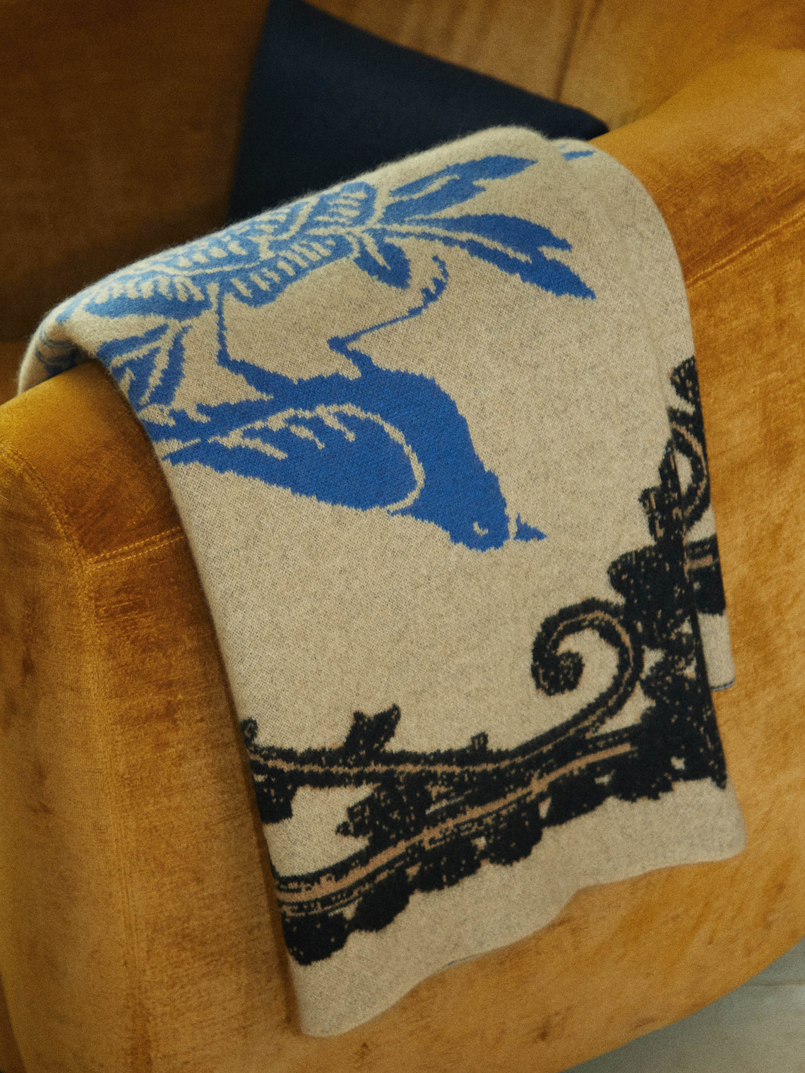 Saved NY - Lukas the Illustrator Bluebird Cashmere Blanket - Blue - ABASK