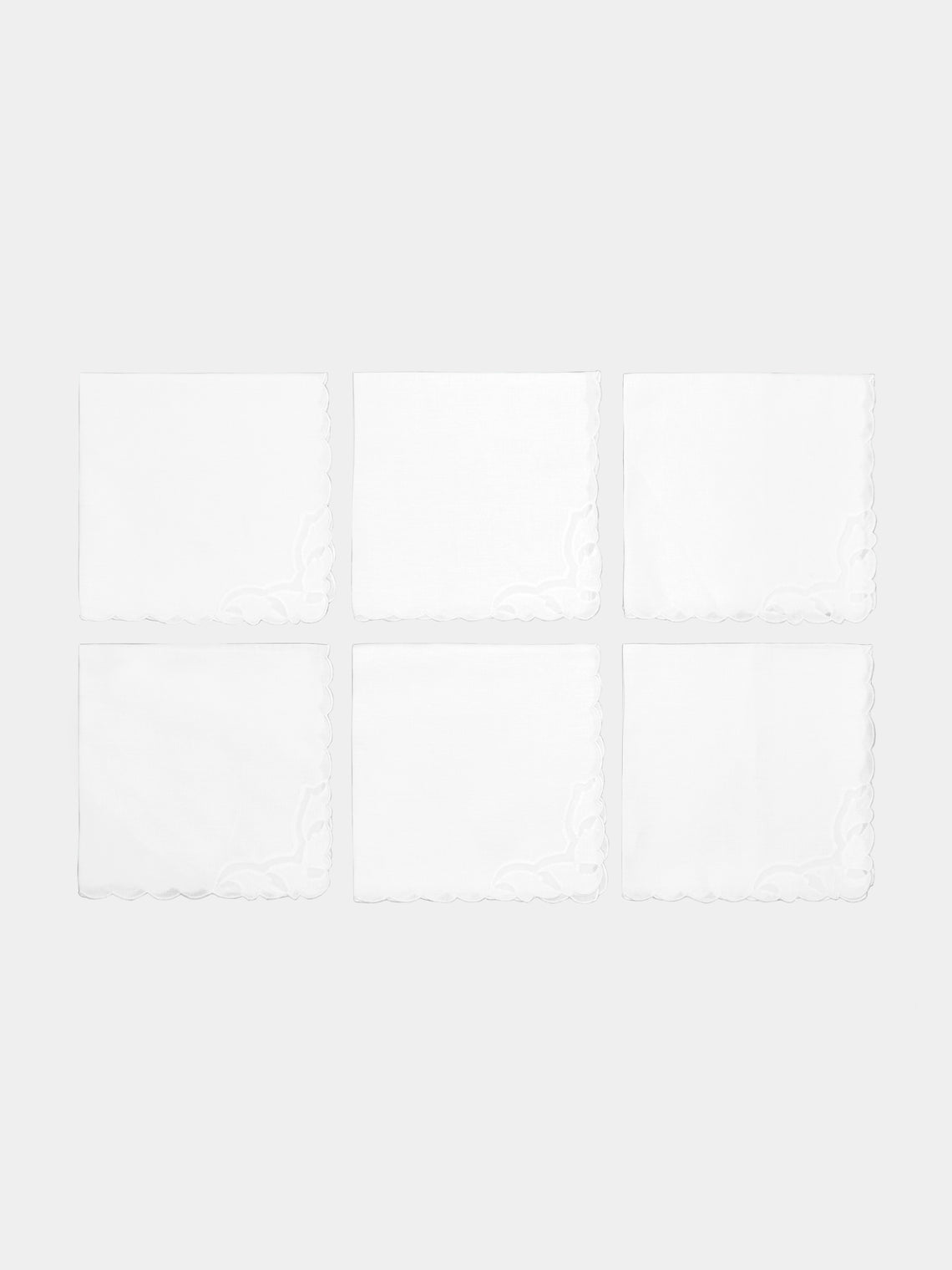 Taf Firenze - Foglie Organza Hand-Embroidered Linen Placemats and Napkins (Set of 6) -  - ABASK