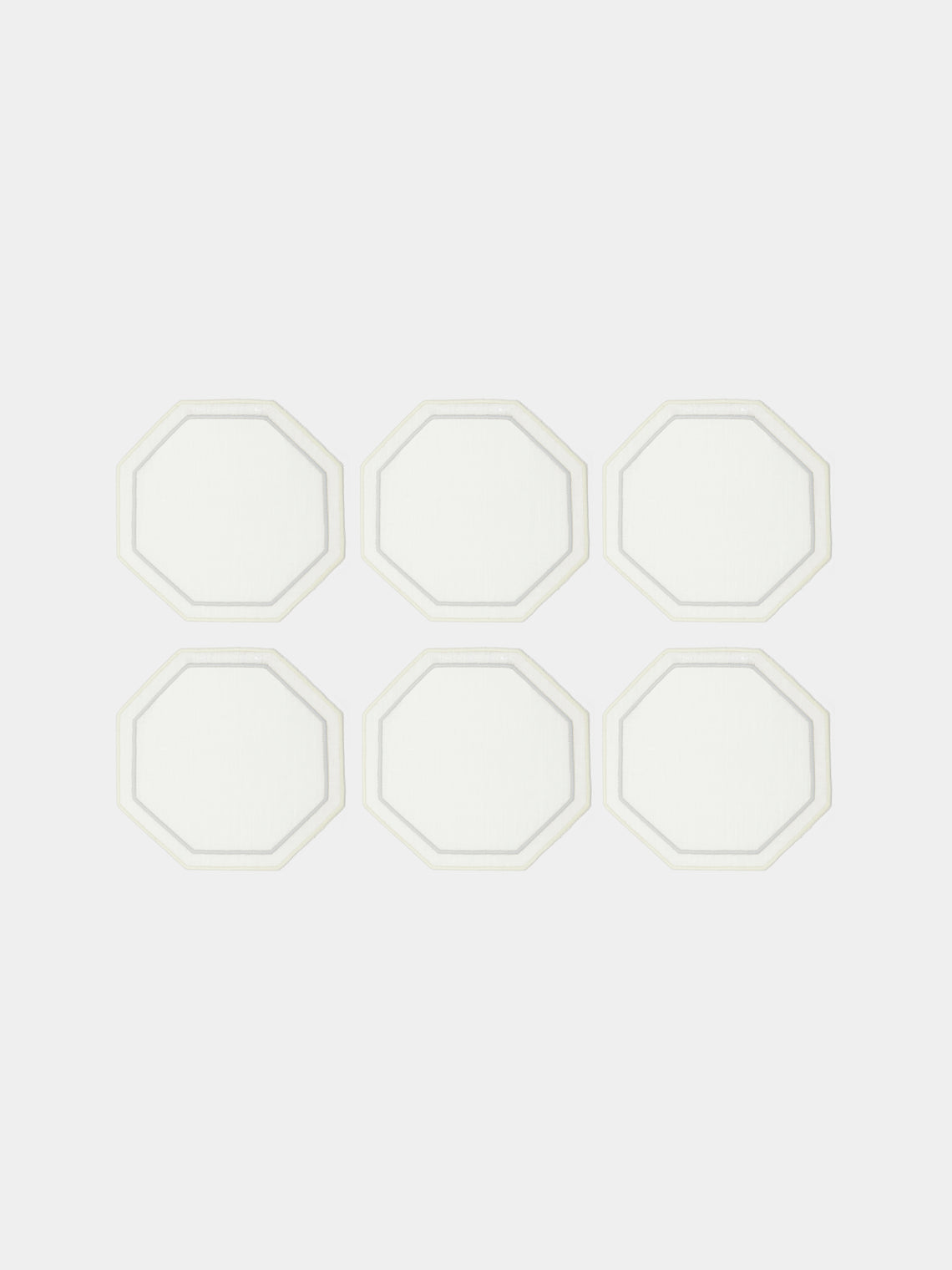 Los Encajeros - Octo Embroidered Linen Coasters (Set of 6) -  - ABASK