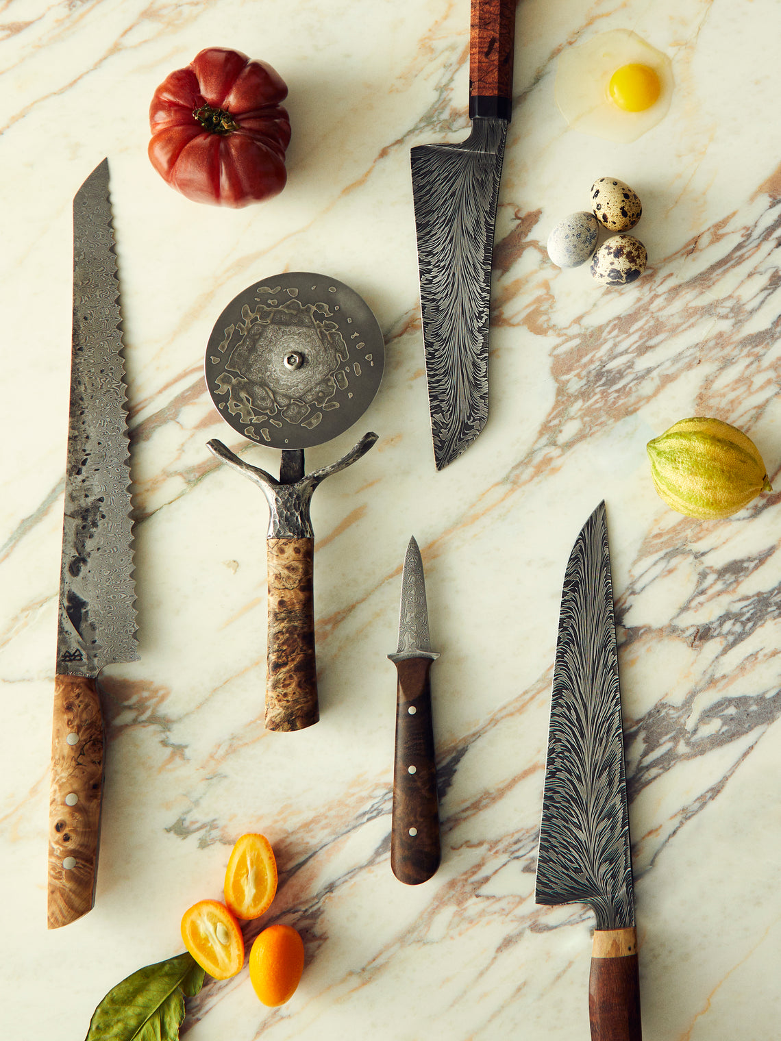 Bodman Blades - Weru Burl and Damascus Steel Pizza Wheel -  - ABASK
