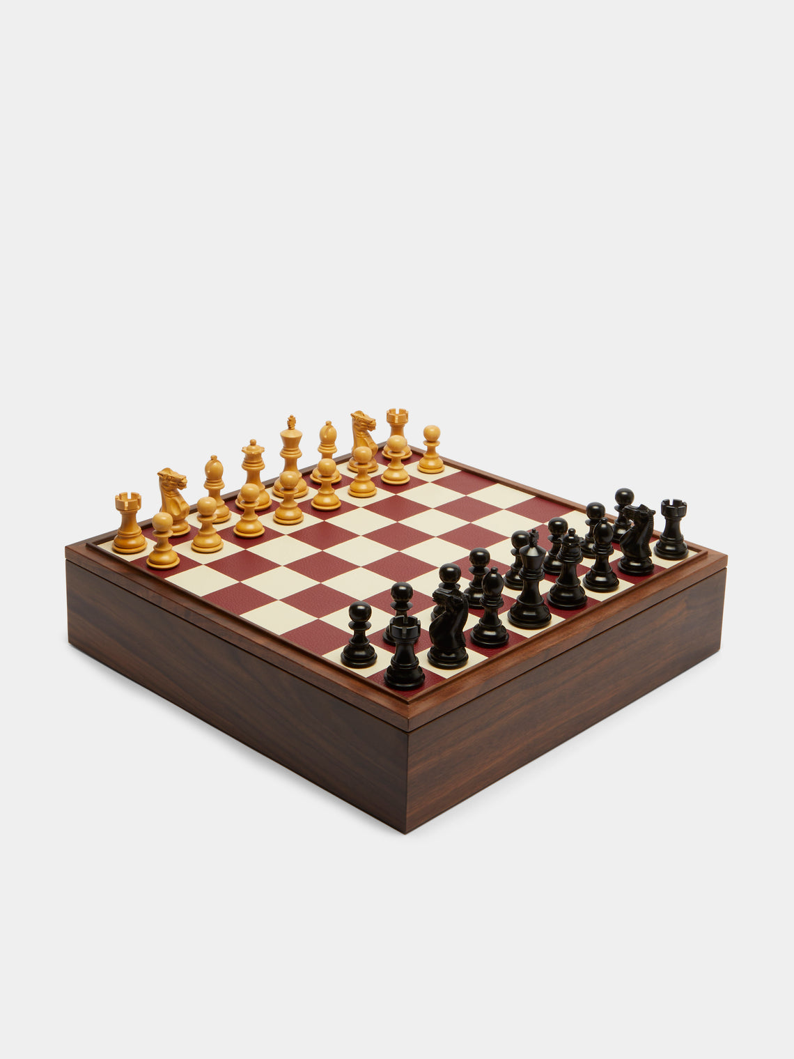 Linley - Mayfair Wood and Leather Tabletop Chess Set -  - ABASK