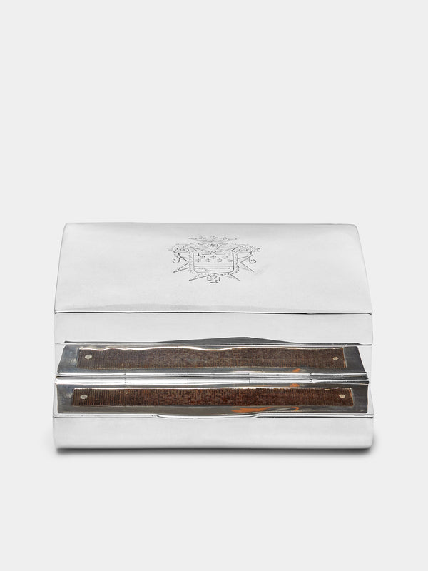 Antique and Vintage - Mid-Century Sterling Silver Cigar Box with Match Striker and Ashtray -  - ABASK - 