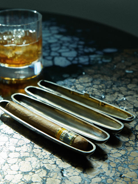 Antique and Vintage - Mid-Century Sterling Silver Double Cigar Case -  - ABASK