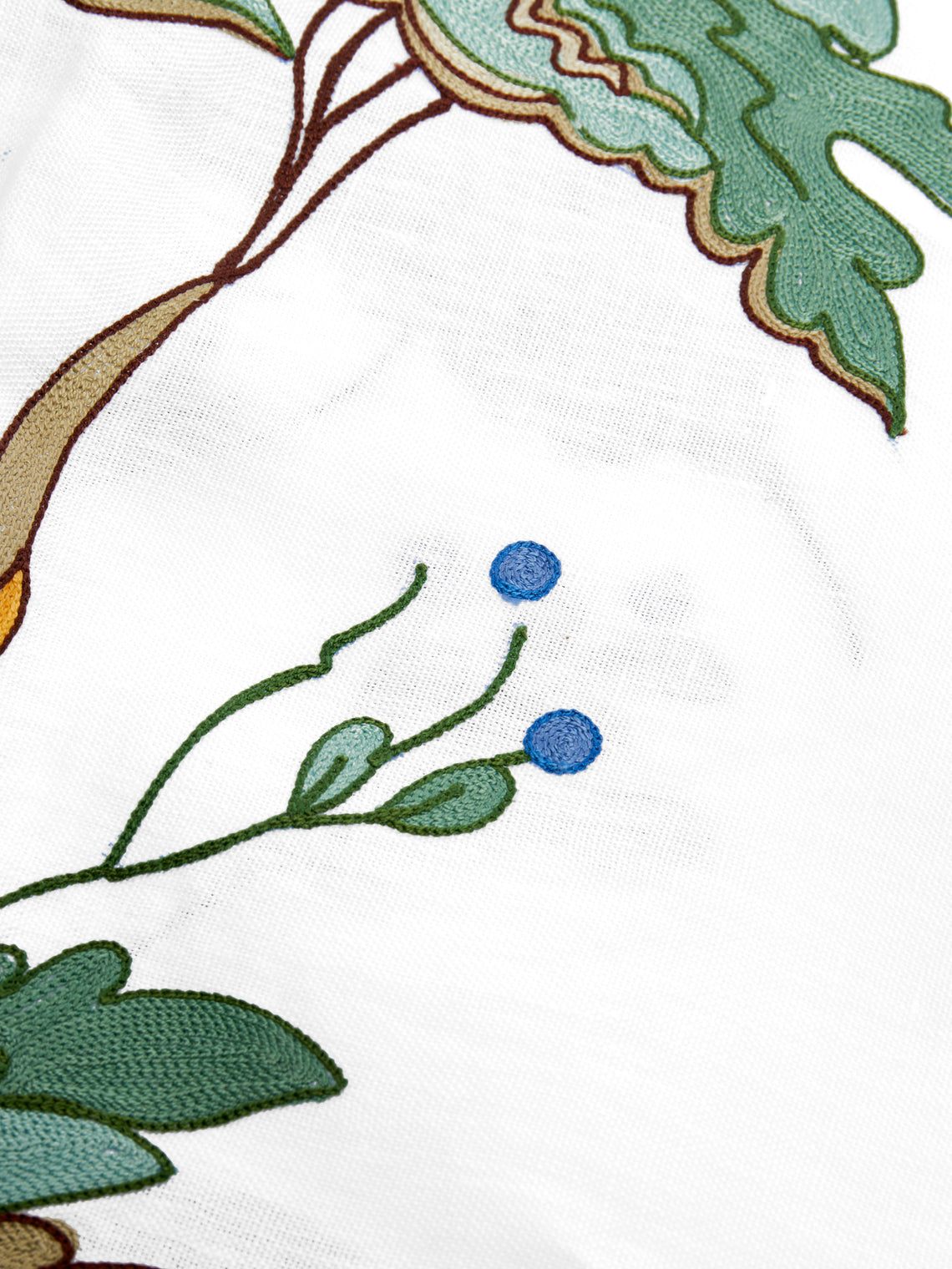 Loretta Caponi - Bonsai Hand-Embroidered Linen Tablecloth and Napkins (Set of 12) - Multiple - ABASK