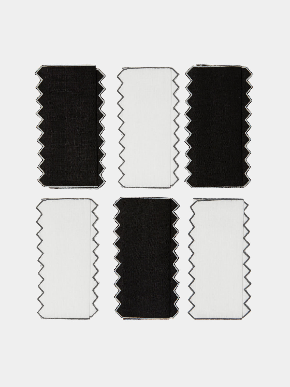 Los Encajeros - Triangu Embroidered Linen Cocktail Napkins (Set of 6) -  - ABASK