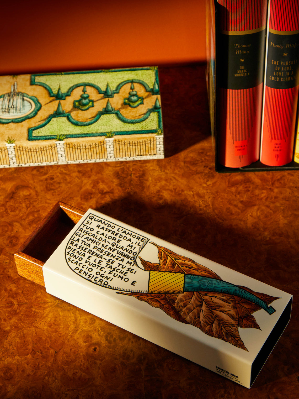 Fornasetti - Sublime Tobacco Italiano Iron and Wood Box -  - ABASK