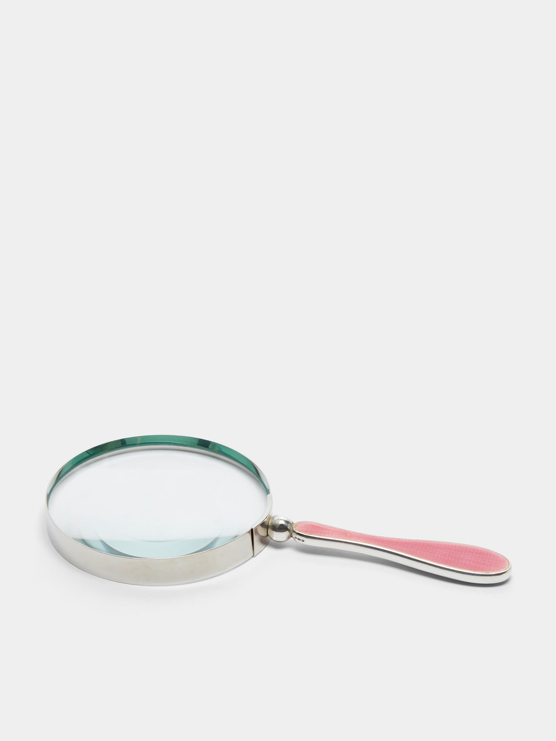 Antique and Vintage - 1920s Sterling Silver Enamel-Mounted Magnifying Glass - Pink - ABASK