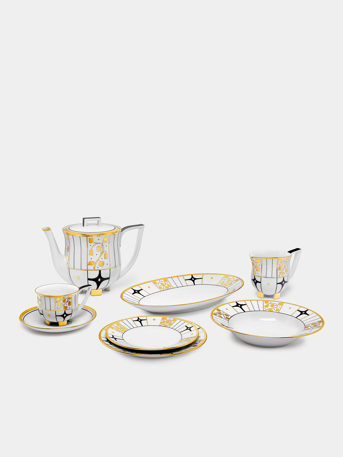 Augarten - Déco Vienne Hand-Painted Porcelain Coffee Cup and Saucer - ABASK