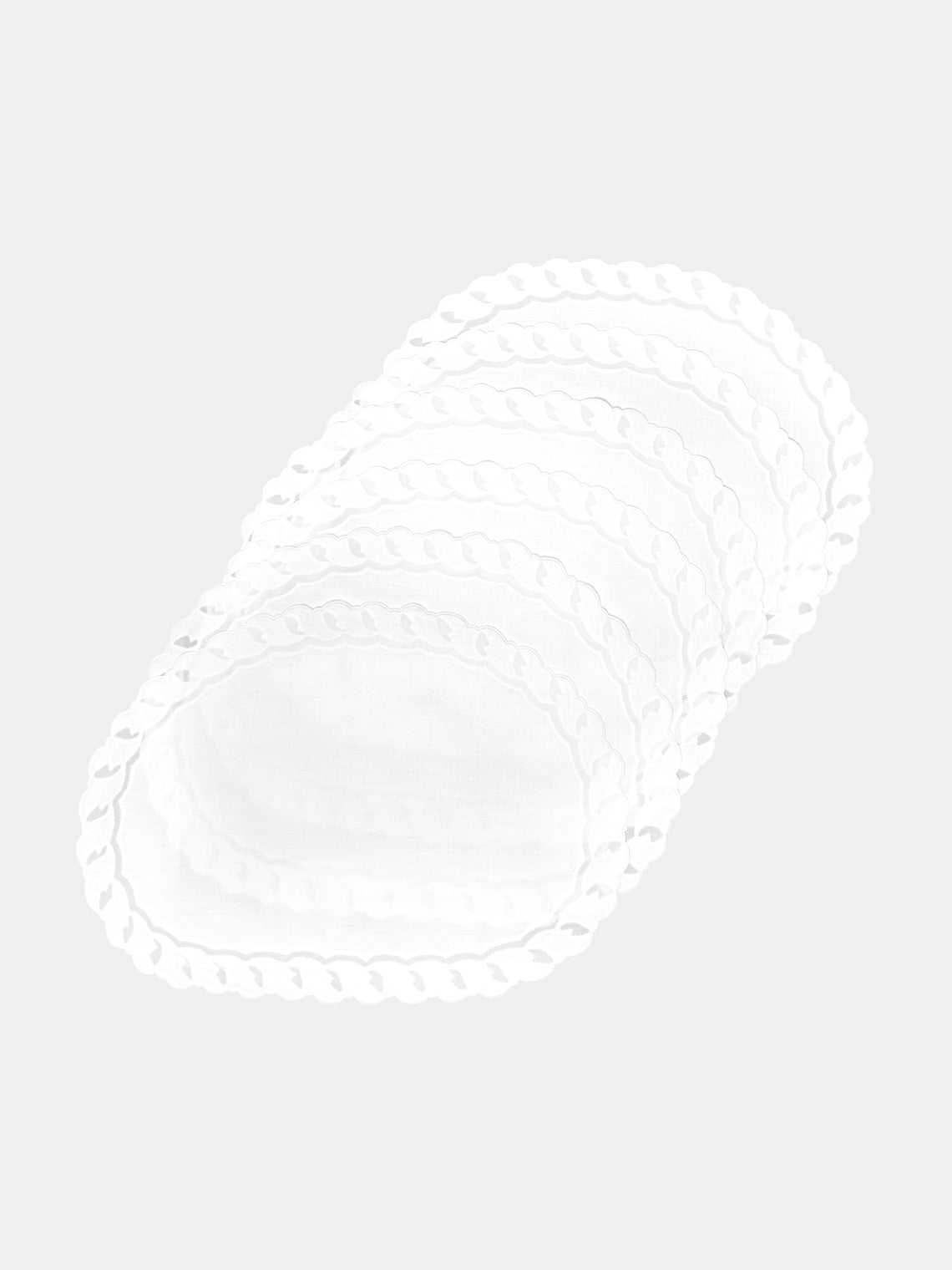 Taf Firenze - Foglie Organza Hand-Embroidered Linen Placemats and Napkins (Set of 6) -  - ABASK