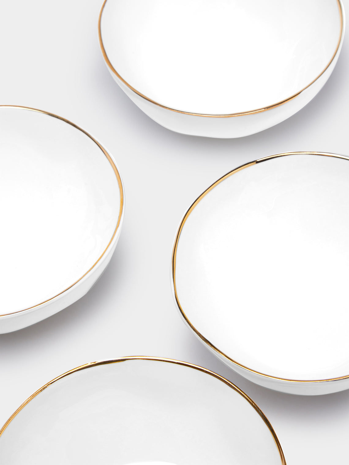Feldspar - Hand-Painted 24ct Gold and Bone China Ice Cream Bowls (Set of 4) -  - ABASK