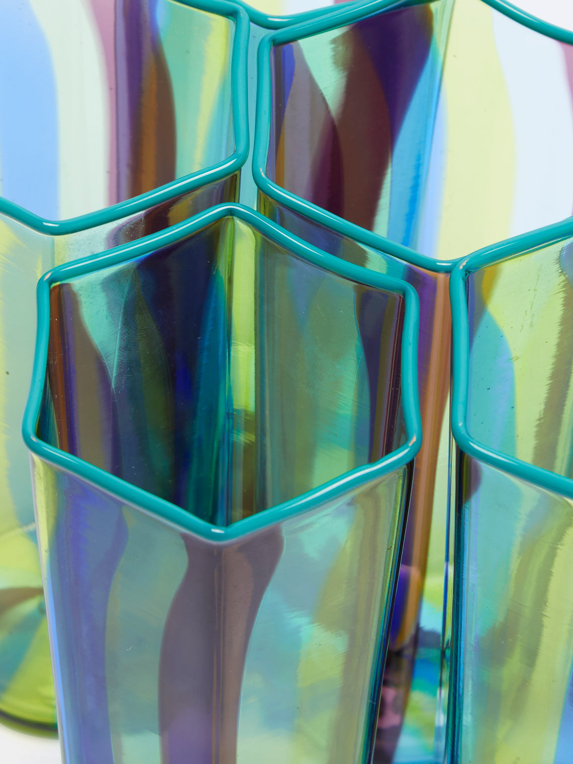 Antique and Vintage - 1970s Murano Hexagonal Glass (Set of 6) - Green - ABASK