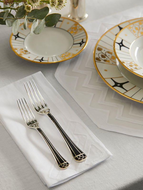 Taf Firenze - Punte Hand-Embroidered Linen Placemats and Napkins (Set of 6) -  - ABASK