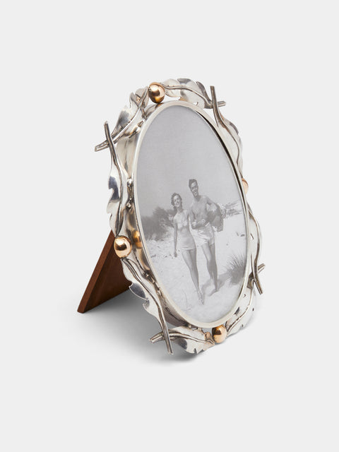 Antique and Vintage - Mid-Century Sterling Silver & Gold Picture Frame - Silver - ABASK - 