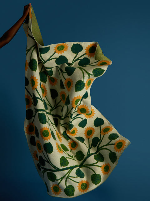 Saved NY - Sunflower Cashmere Blanket - Green - ABASK